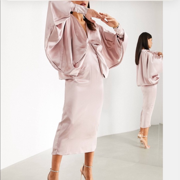 ASOS extreme Komono Midi Satin Dress Rose size 0 - Picture 1 of 12
